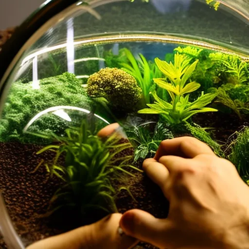 

This image shows a variety of different plants in a terrarium, with a person's hand reaching in to make a selection. The image illustrates the importance of choosing the right plants for a terrarium, as the variety of plants available can be