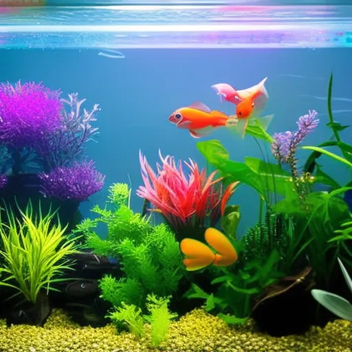 

This image shows a beautiful and vibrant aquarium with a variety of aquatic plants. The plants are arranged in a way that creates a balanced and harmonious ecosystem, with the different species of plants providing a source of food and shelter for the fish.