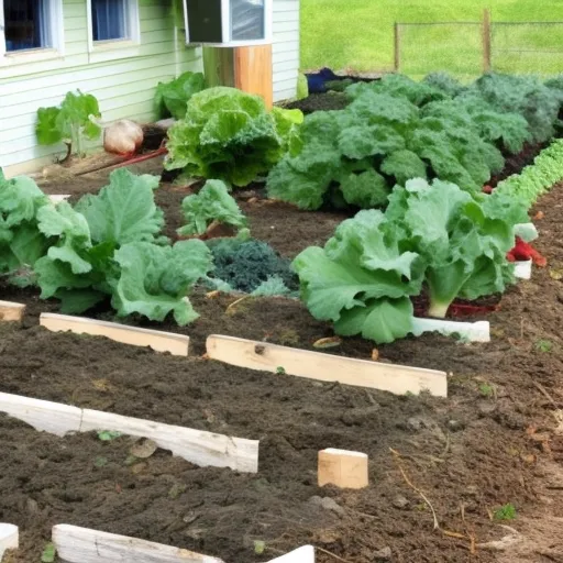 

This image shows a garden bed filled with winter vegetables, including kale, cabbage, and broccoli, all of which are known for their cold-hardiness. The vegetables are surrounded by a protective layer of straw mulch, which helps to ins