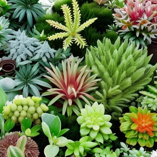 

This image shows a variety of plants in different shapes and sizes, arranged in a harmonious composition. The plants are arranged in a way that creates a pleasing aesthetic, demonstrating the art of combining plants to create a beautiful and unique display.