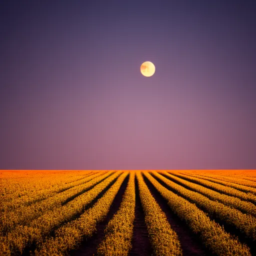 

This image shows a full moon in the night sky, shining brightly over a field of crops. It symbolizes the influence of the moon on cultures and harvests, which has been a source of fascination and mystery for centuries.