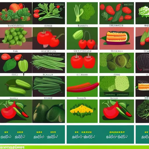 

This image shows a garden calendar with various vegetables and fruits listed in different months. It is a helpful tool for planning a vegetable garden, as it shows which vegetables and fruits can be planted in each month.